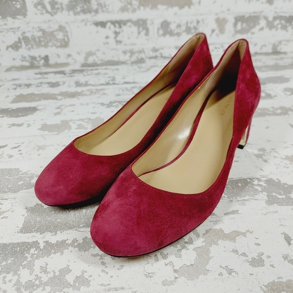 Ann Taylor Burgundy Suede Rounded Toe Block Heels Pumps Shoes V474 - Picture 2 of 12